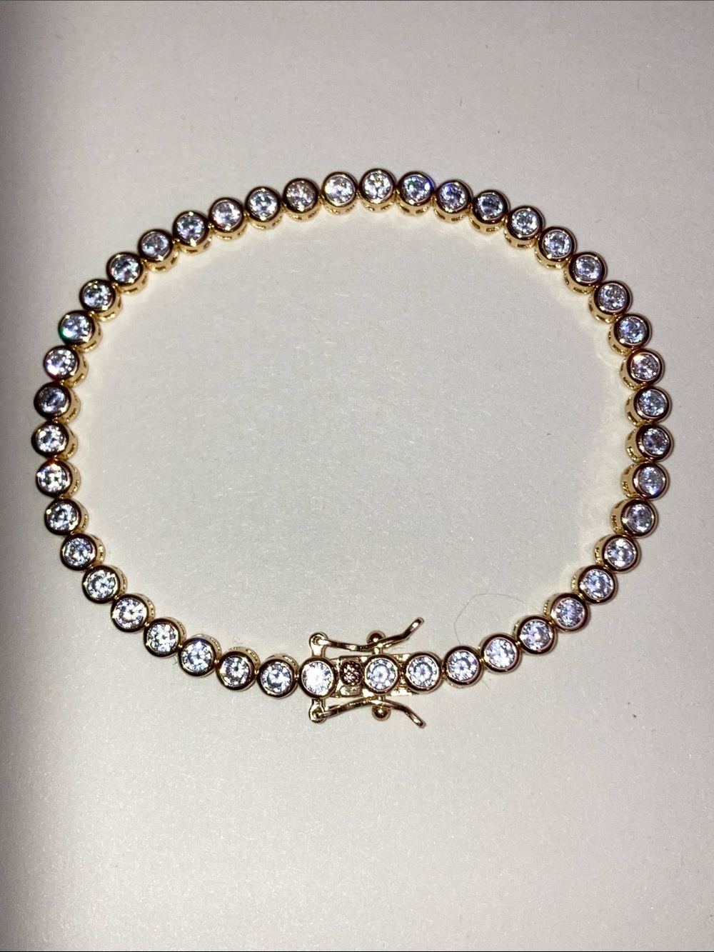 Vintage Y2K Gold Plated Cubic Zirconia Tennis Necklace Stamped CZC ES CN
